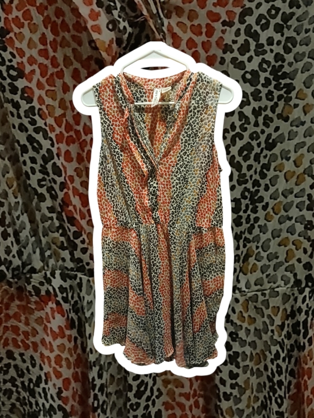 Mimi Chica Sleeveless Leopard Print Mini Dress in Red and Black